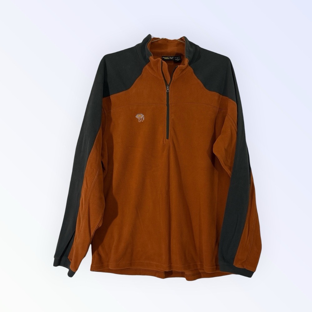 Mountain Hardware Pullover Long Sleeve Shirt Mens XL Orange Lightweight Fleece